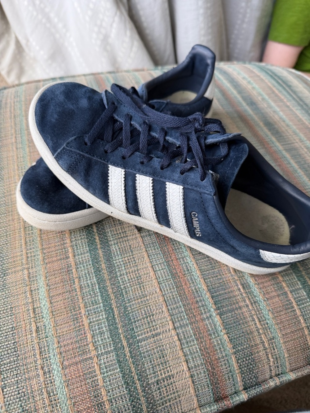 adidas Navy Suede Sneakers with White Stripes - Picture 2 of 4